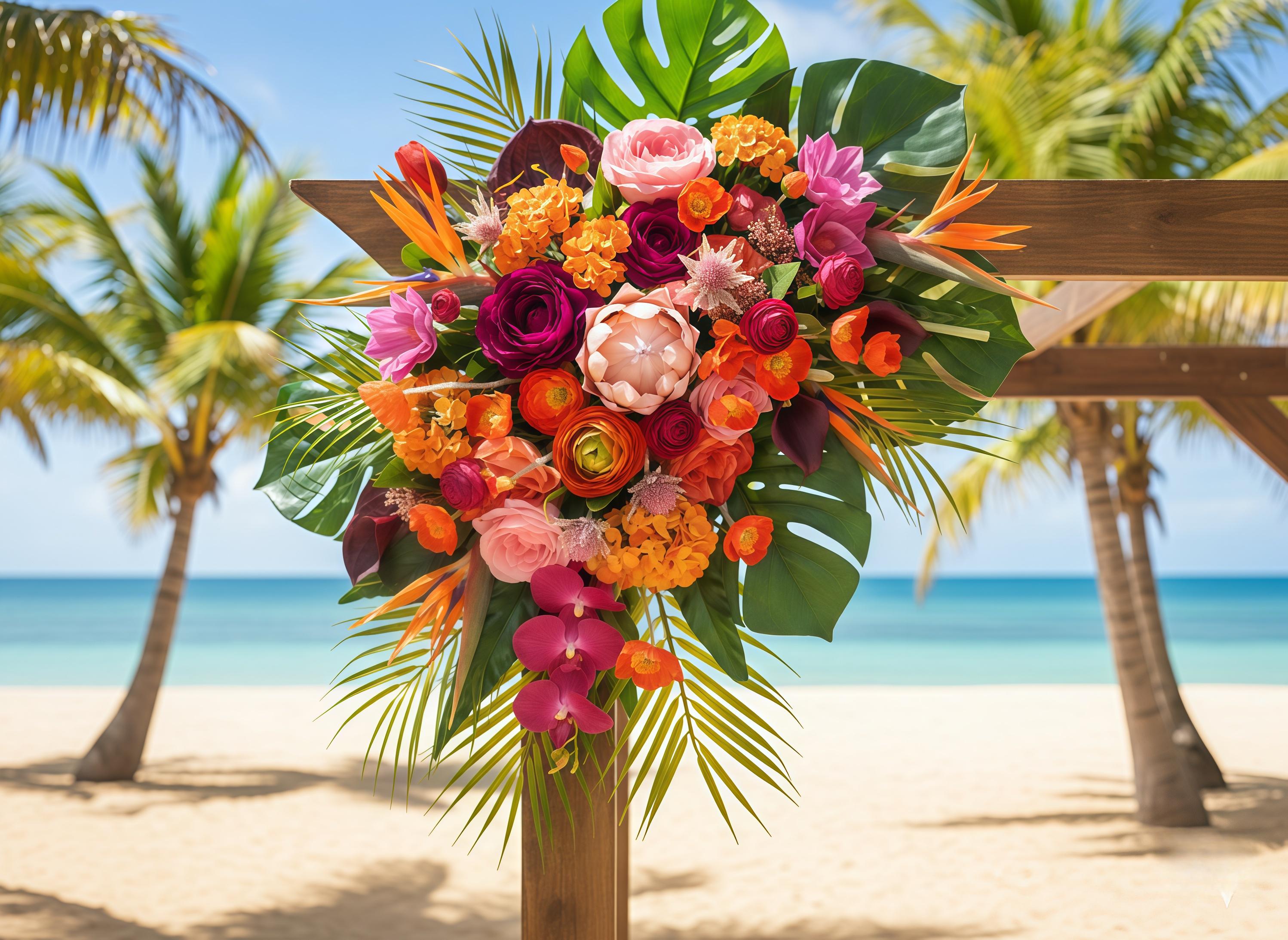 Tropical Wedding Arch Arrangement