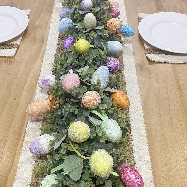 Easter Egg Garland Easter Eucalyptus Garland Spring Greenery for Mantel