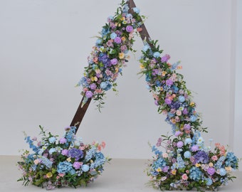 Artificial Wedding Flower Arrangements for Arch in Shades of Blue, Purple, and Dusty Pink