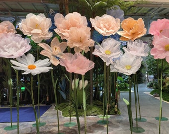 Large Customizable Handcrafted Silk Paper Flowers Oversized Floral Decorations for Weddings, Events, and Displays