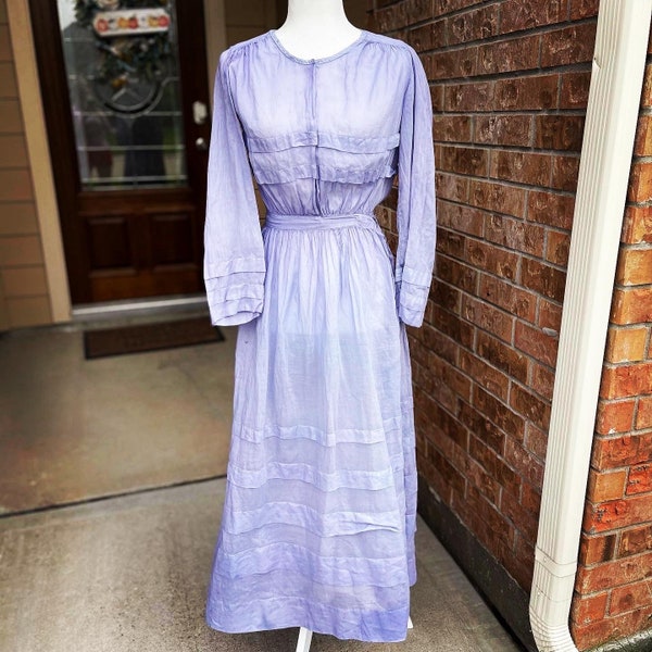 Vintage Antique Indigo Blue 1910s Edwardian Victorian Cotton Dress