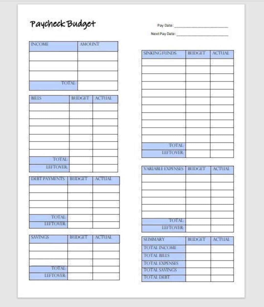 Budget Management Sheet PDF - Etsy