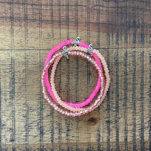 Flamingo Seed Bead Stretch Bracelet