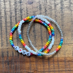 Rainbow Seed Bead Stretch Bracelets