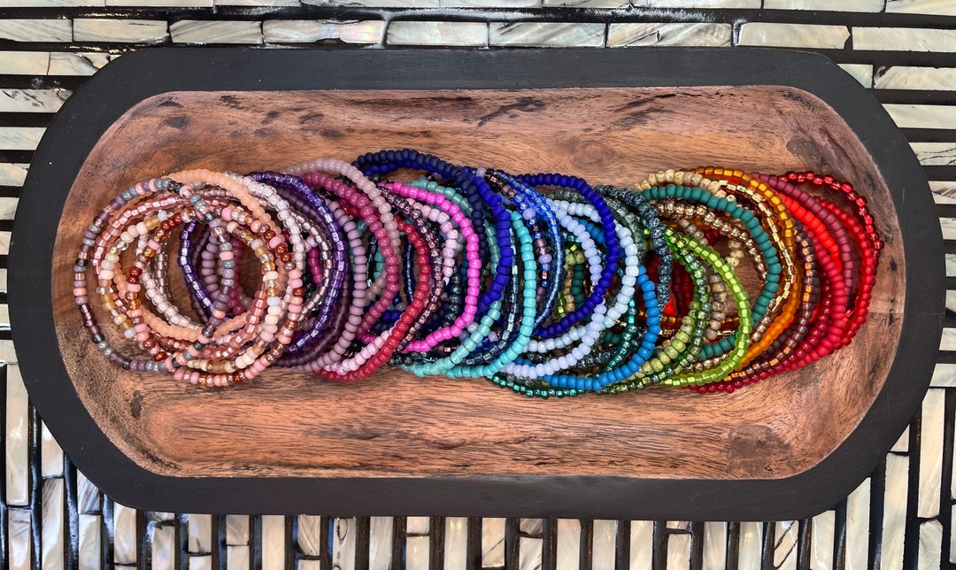 Seed Bead Stretch Bracelets - Set of 10
