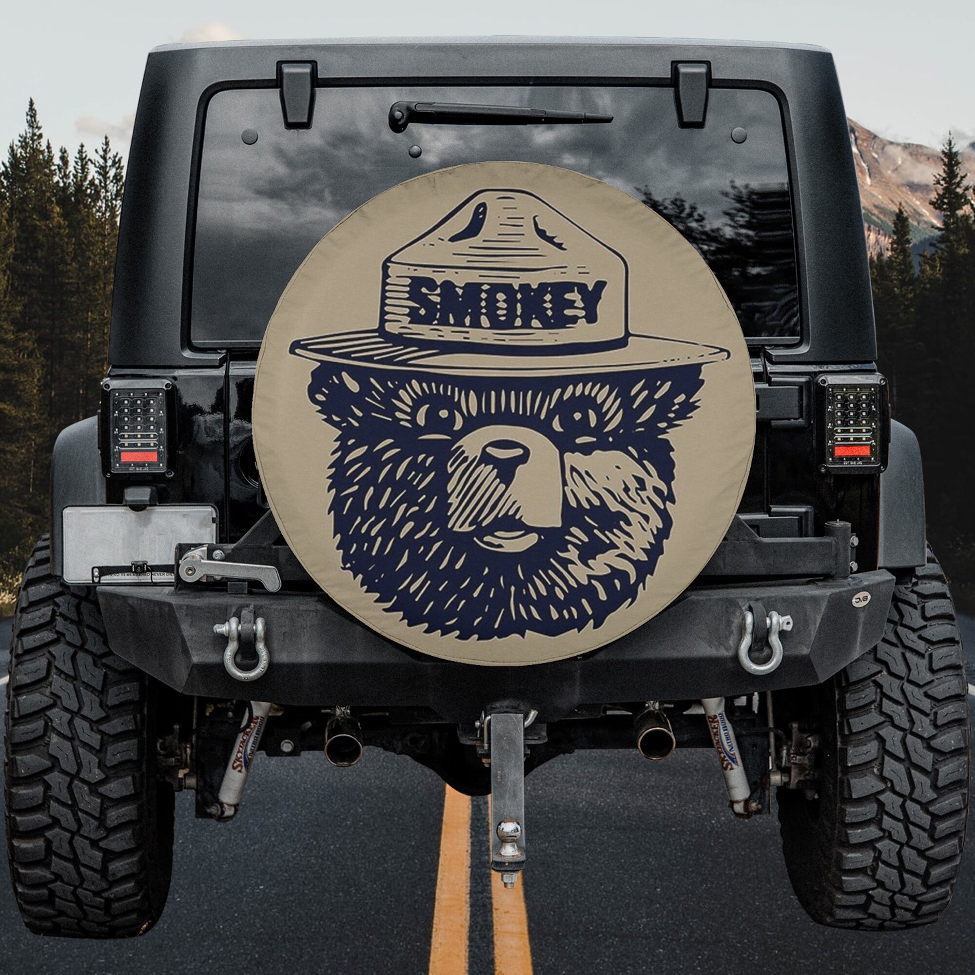 Camping Smockey Spare Tire Cover, Retro Monkey Tire Cover