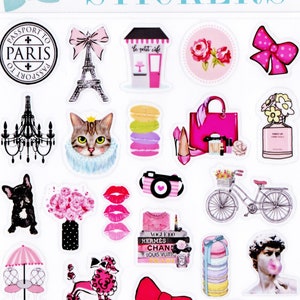 Paquete de pegatinas de París: pegatinas bonitas para álbumes de recortes y diarios