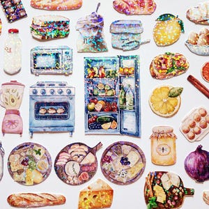 Ensemble d'autocollants pour pâtisserie, autocollants scintillants pour aliments et cuisine pour livres de recettes et agendas, 50 pièces