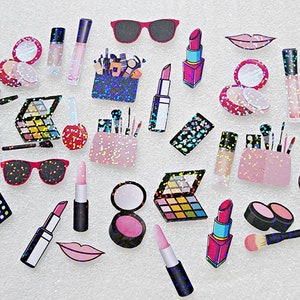 Pegatinas de maquillaje brillantes, bonitas pegatinas de maquillaje con purpurina para agendas y diarios, juego de 30 piezas