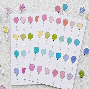 Ballonstickers, stickervellen verjaardagsballon voor planners en kalenders