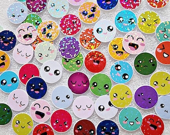 Rainbow smiley stickers, sprankelende kawaii stickers voor plakboeken en planners, 50-delige set