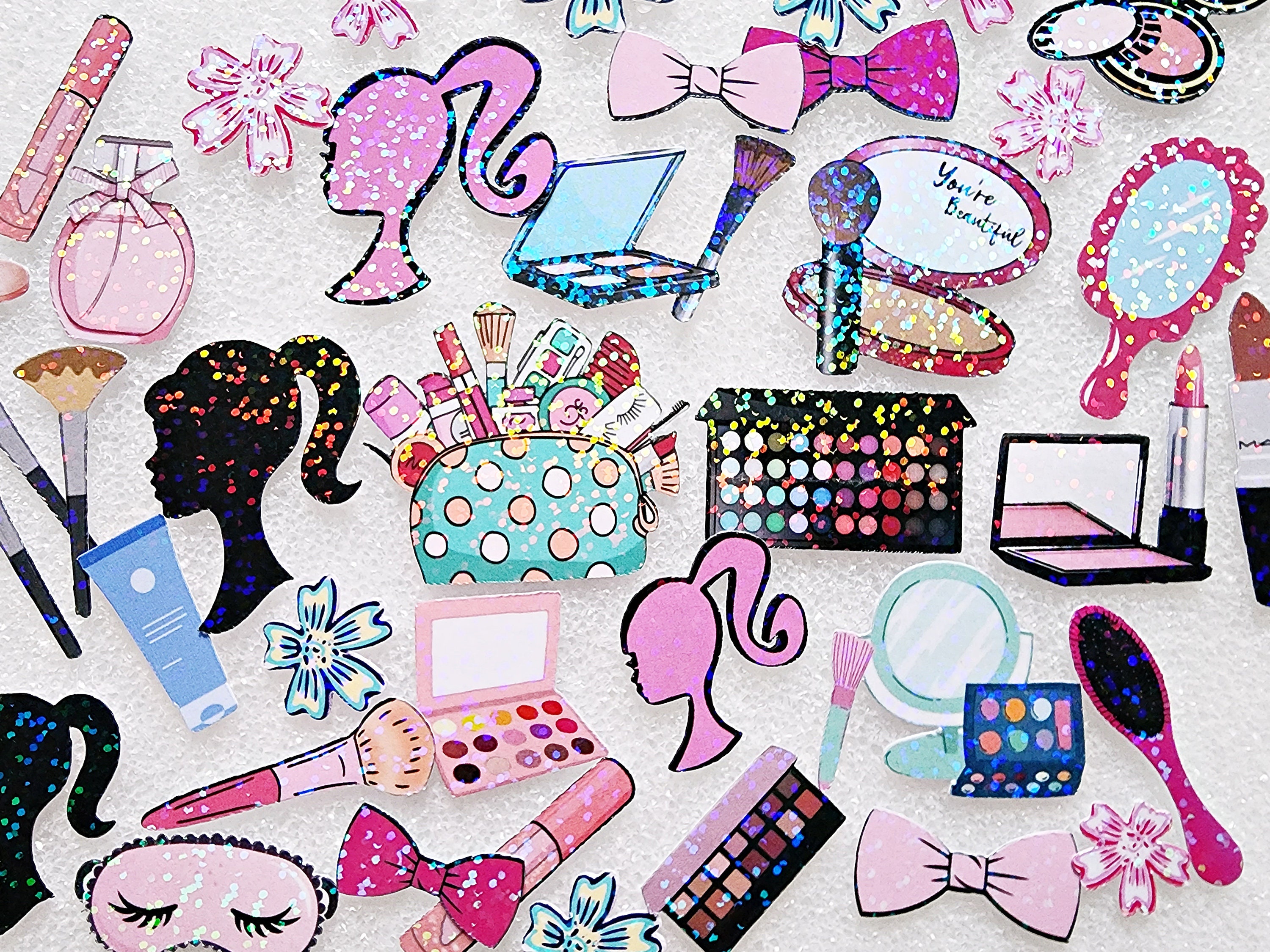 Makeup Syicker Glam Makeup Stickers: Sparkly Cosmetics Stickers for Planners and ...