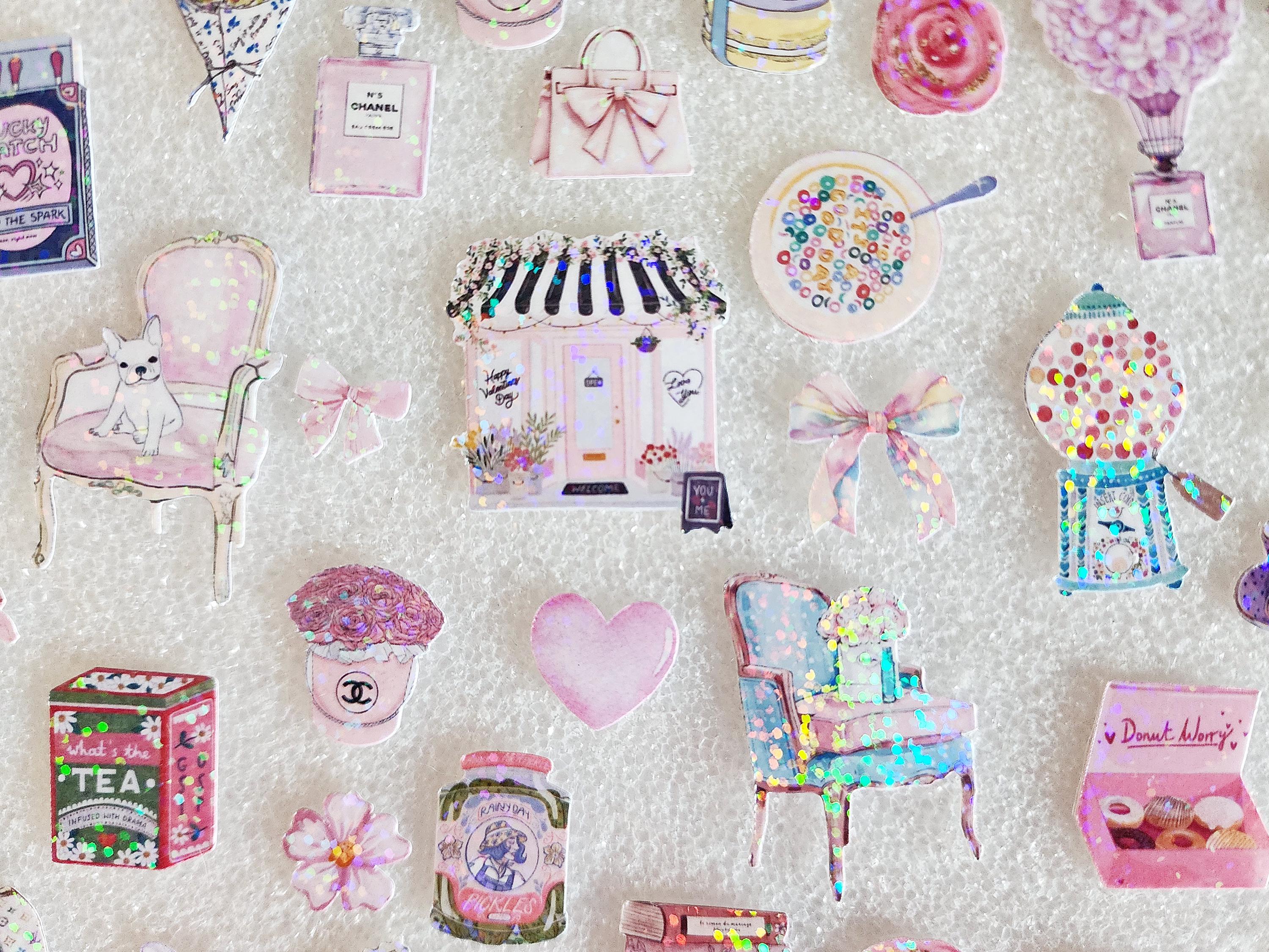 Shabby Chic Stickers, Sparkly Couture Sticker Set for Scrapbooks and ...
