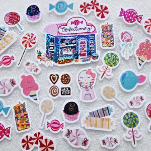 Candy Shop Aufkleber, glitzernde Candy Aufkleber für Scrapbooks und Journals, 40-teiliges Set