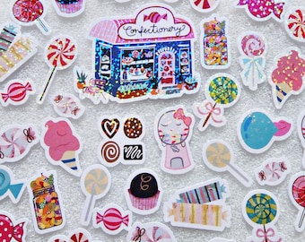 Glittrande godisbutiksklistermärken, scrapbook- och dagboksdekaler, set med 40 delar