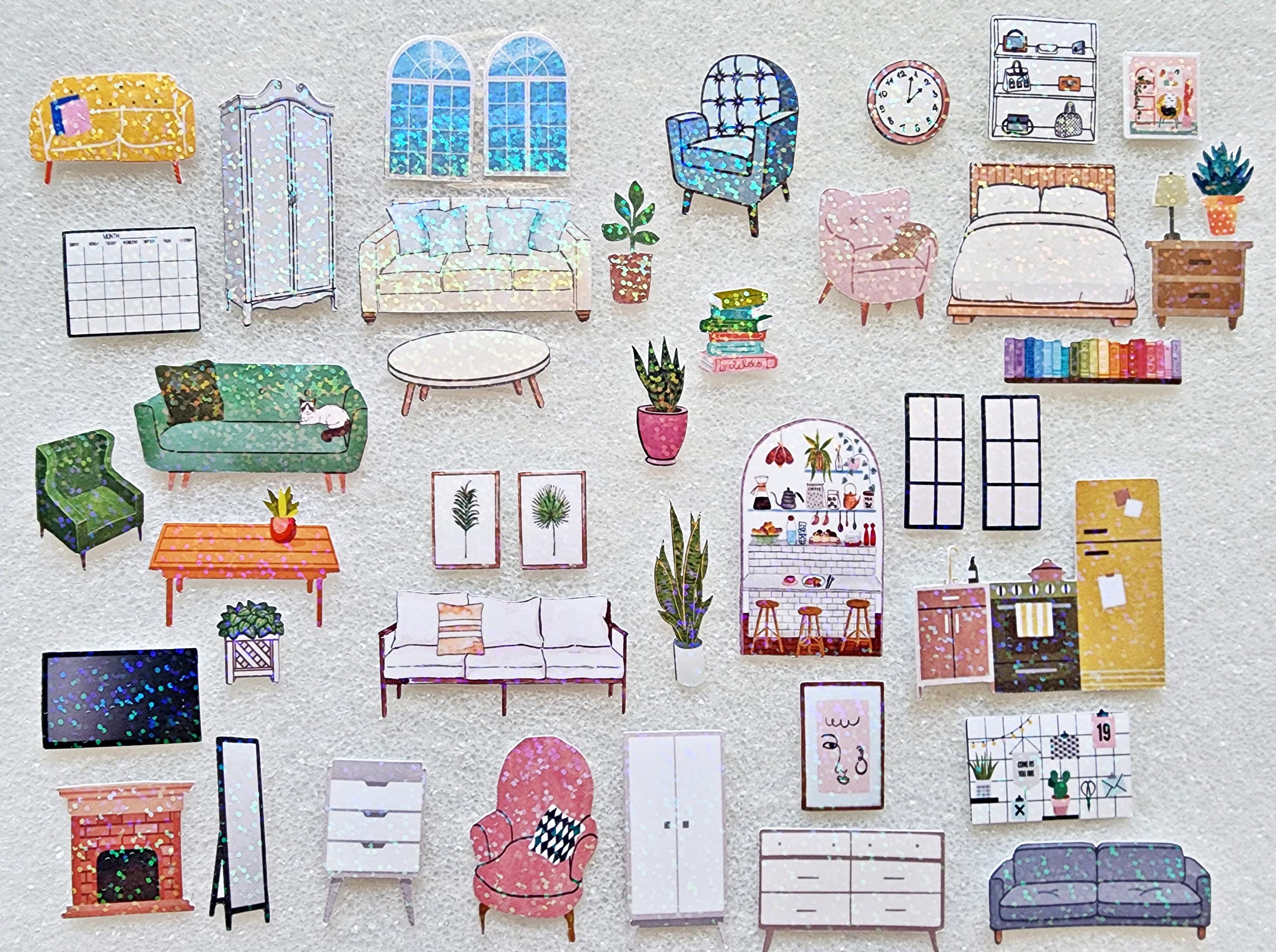 Furniture Stickers, Sparkly Decor Sticker Set for Scrapbooks and ...