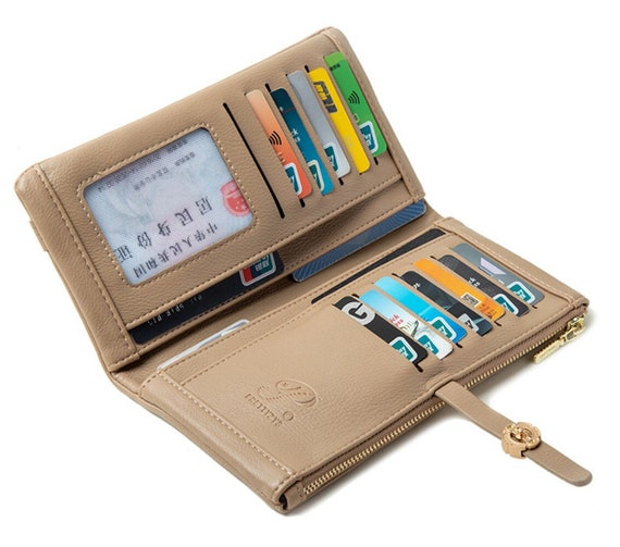 Ladies PU Leather Multi-card Slot Wallet Zipper Buckle