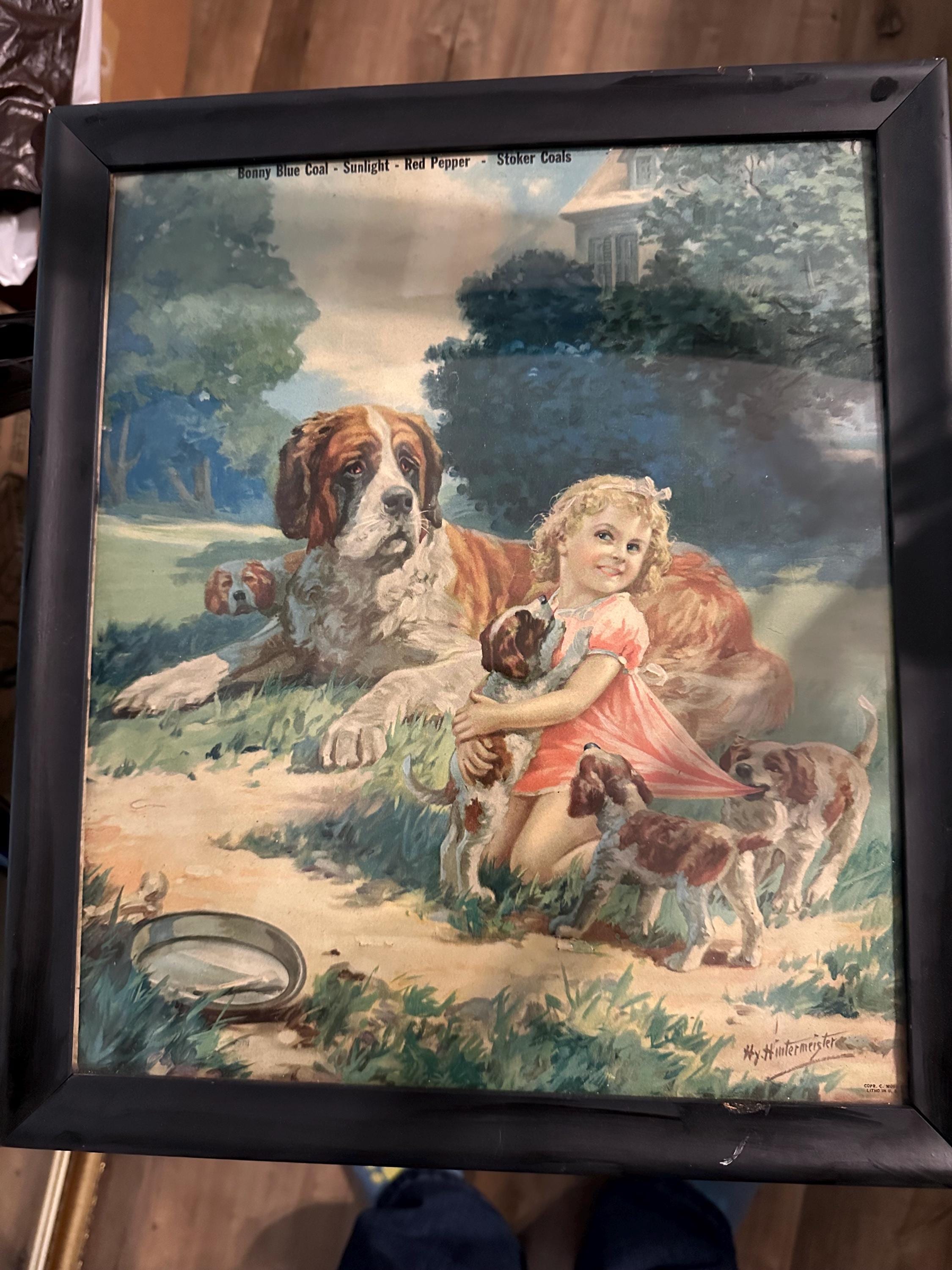 Young Girl With Her Dog/キース カーター/ポスター Girl and Dog Lithograph - Etsy