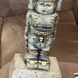 Coloso De Tula Gold Stone Toltec Warrior Sculpture Statue Mexico Peru Aztec Maya Inca