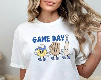 Comfort Colors Retro Softball Game Day T-shirt, Softball Characters Tshirt, Women's or Men's Softball Shirt,  Oversized Tee