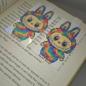 Labubu-inspired holographic magnetic bookmark