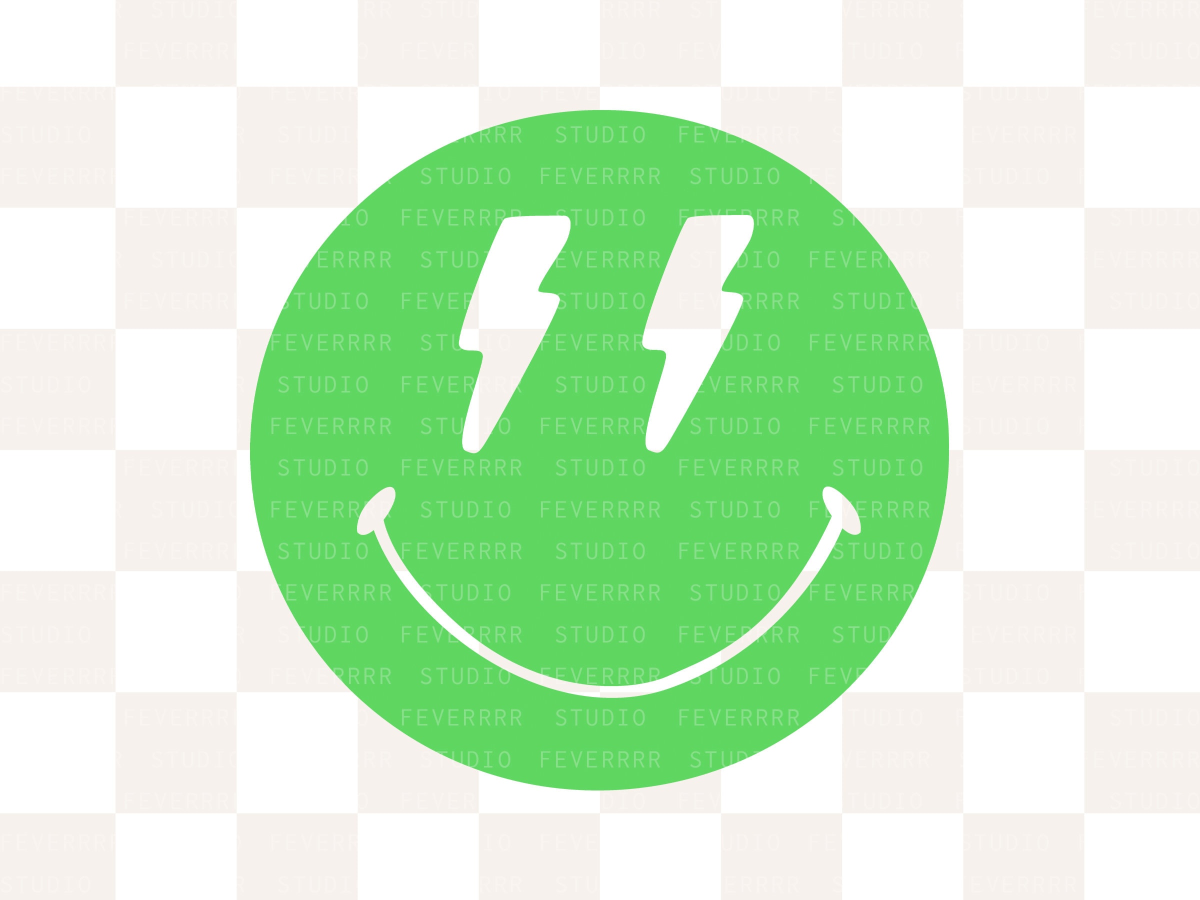 Lightning Bolt Smiley Face SVG Png Trendy Svg Aesthetic Etsy