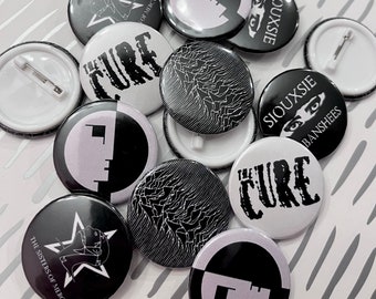 Goth Music Buttons - Set of 5, Gothic Band Collector Pack