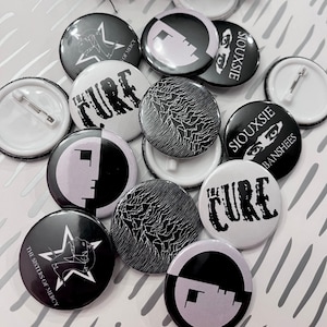 Goth Music Buttons - Set of 5, Gothic Band Collector Pack