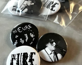 The Cure Buttons - Set of 3, Robert Smith, Gothic Band Collector Pack