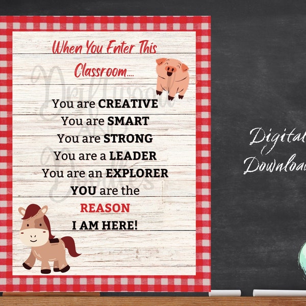 Farm Classroom Decor, Farm Classroom Poster, Farm Animal Poster, Farm Classroom Theme, Instant Download, Printable Poster