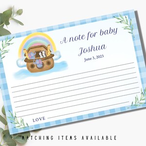 Wishes For Baby Boy Personalized Card, A Note For Baby Card, Baby Boy Shower Activity, Noah&#39;s Ark Baby Shower