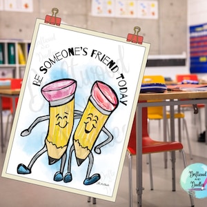 Cartel del aula de amistad, descarga digital, cartel de Pencil Pals