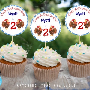 Barnyard Birthday Cupcake Toppers, Farm Birthday Party Cupcake Topper, 2nd Birthday Party Theme
