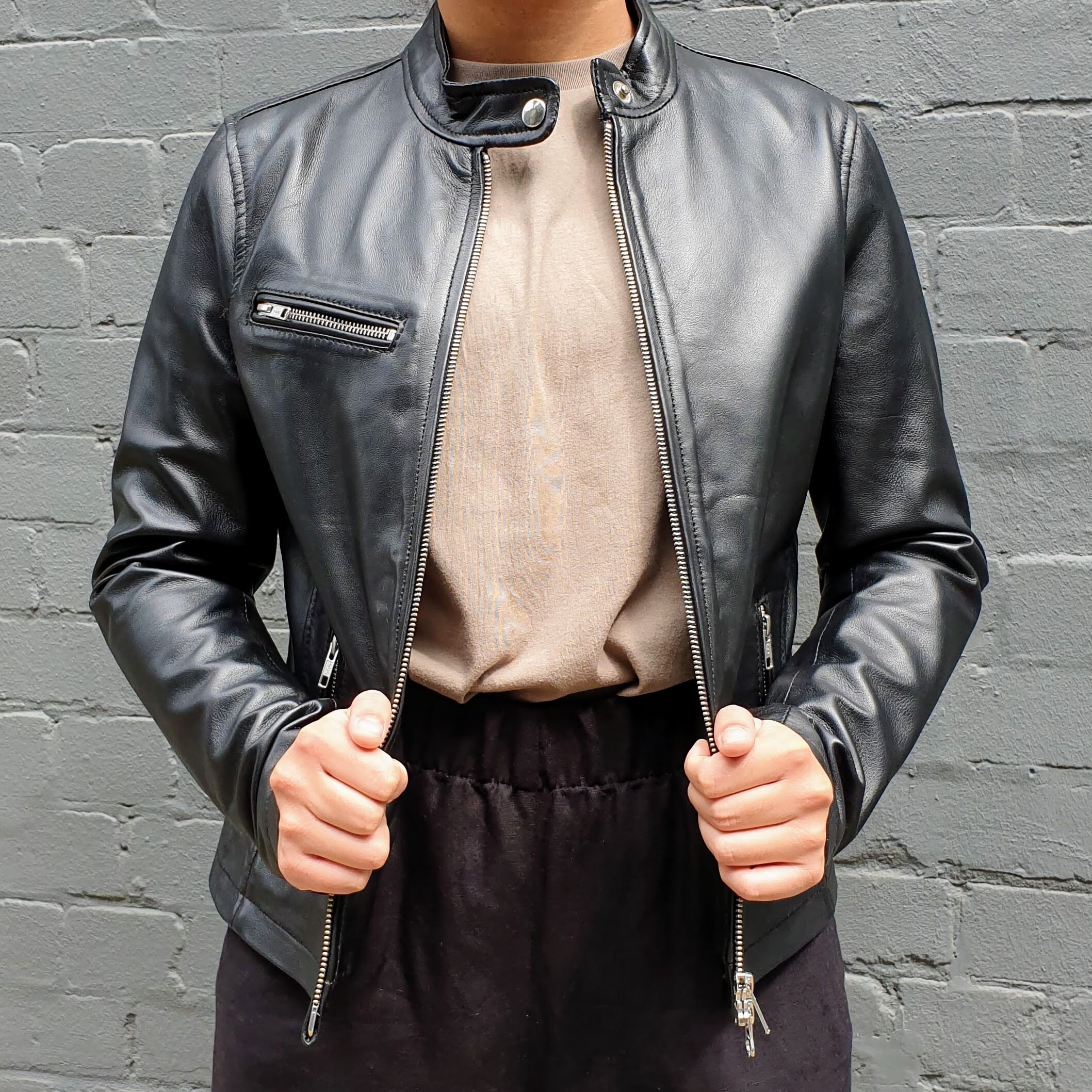 Classic Racer Leather Jacket / Single Riders Leather Jacket