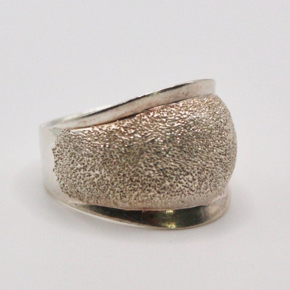 Vintage Unisex Modern Modernist Textured Sterling… - image 2