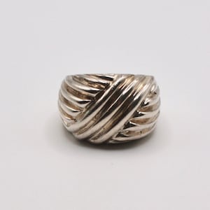 Vintage Large Heavy Unisex Modern Modernist Sterling silver ring size 7