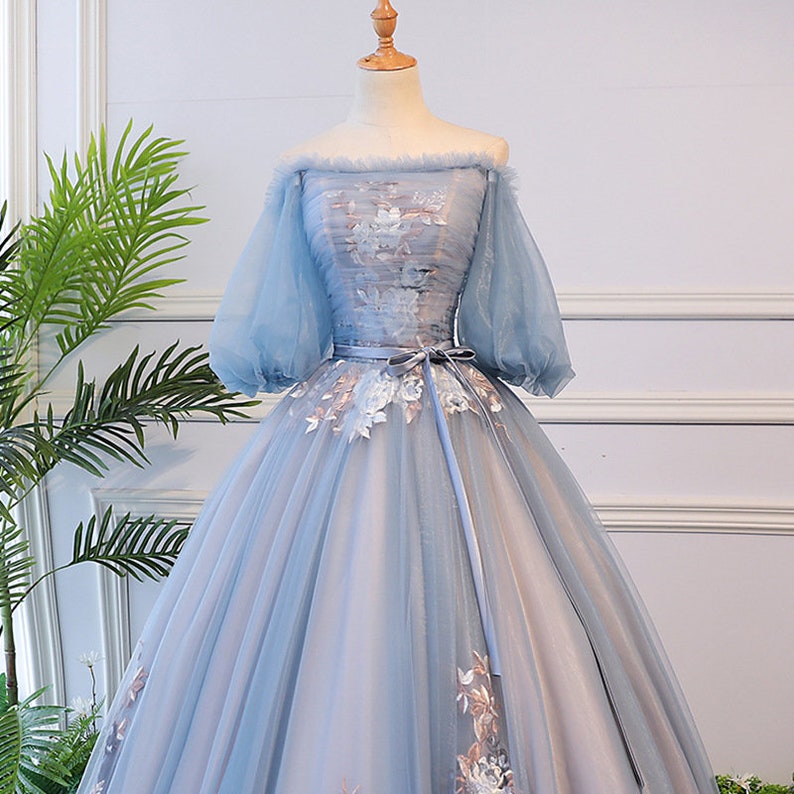 2022 New Blue Ball Gown Wedding Dress bridal Gown Lace Long - Etsy