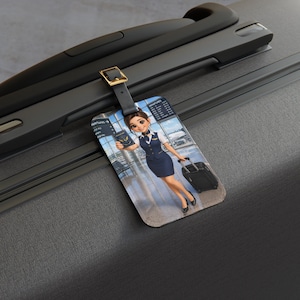 Acrylic Luggage Tag with Leather Strap, Travel Organizer, Business Card Slot