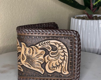 Hand Tooled Leather Wallet Western Wallet Myra Bags - Etsy