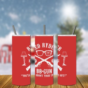 Red Ryder ti sparerà l&#39;occhio! Design a sublimazione del tumbler dritto da 20 once, PNG ad alta risoluzione
