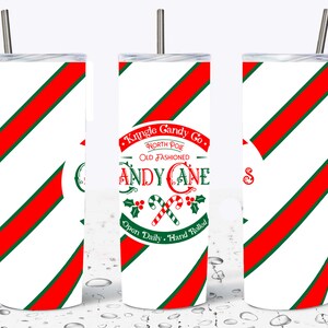 Kringle Candy Cane Co. 20oz Straight Tumbler Sublimation Design, High resolution PNG