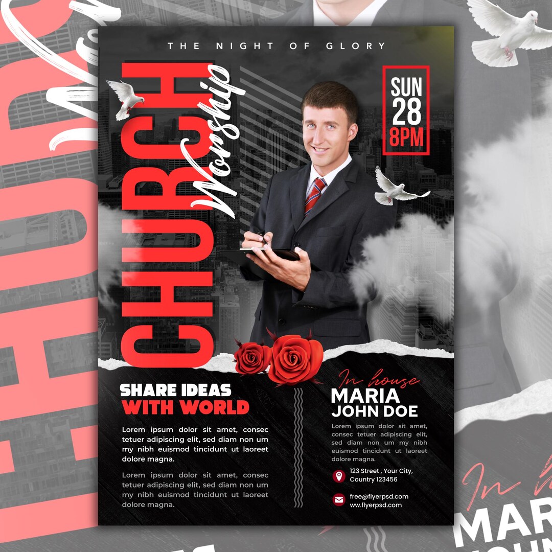 Editable Church Event Flyer Template: Religious Service Design (digital ...