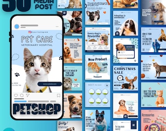 Pet Shop Social Media Canva Templates | Editable Posts for Pet Business Marketing