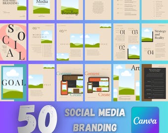 Social Media Branding eBook Canva Template 50+ Page Guide | Professional Marketing Strategy Workbook PDF