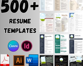 500+ Modern Resume Template Bundle Editable CV Word PDF Canva