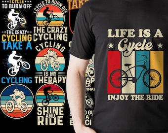 Bicycle Graphics Bundle | Custom Riding Apparel | Cyclists Gifts | Birthday Present | Mountain Road Pedaling PNG