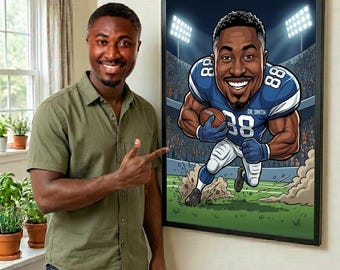 Gepersonaliseerde karikatuurportret van American Football | Aangepaste sporttekening sporter (digitale download)
