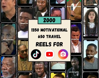 2000 Motivational Travel Reels | Influencer Content Pack (Digital Download)