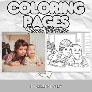 Custom Coloring Page from Photo, Personalized Line Art Portrait, Digital Download, Gift for Kids
