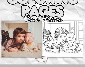 Custom Photo Line Art Coloring Page | Personalized Portrait Activity (Digital Download)